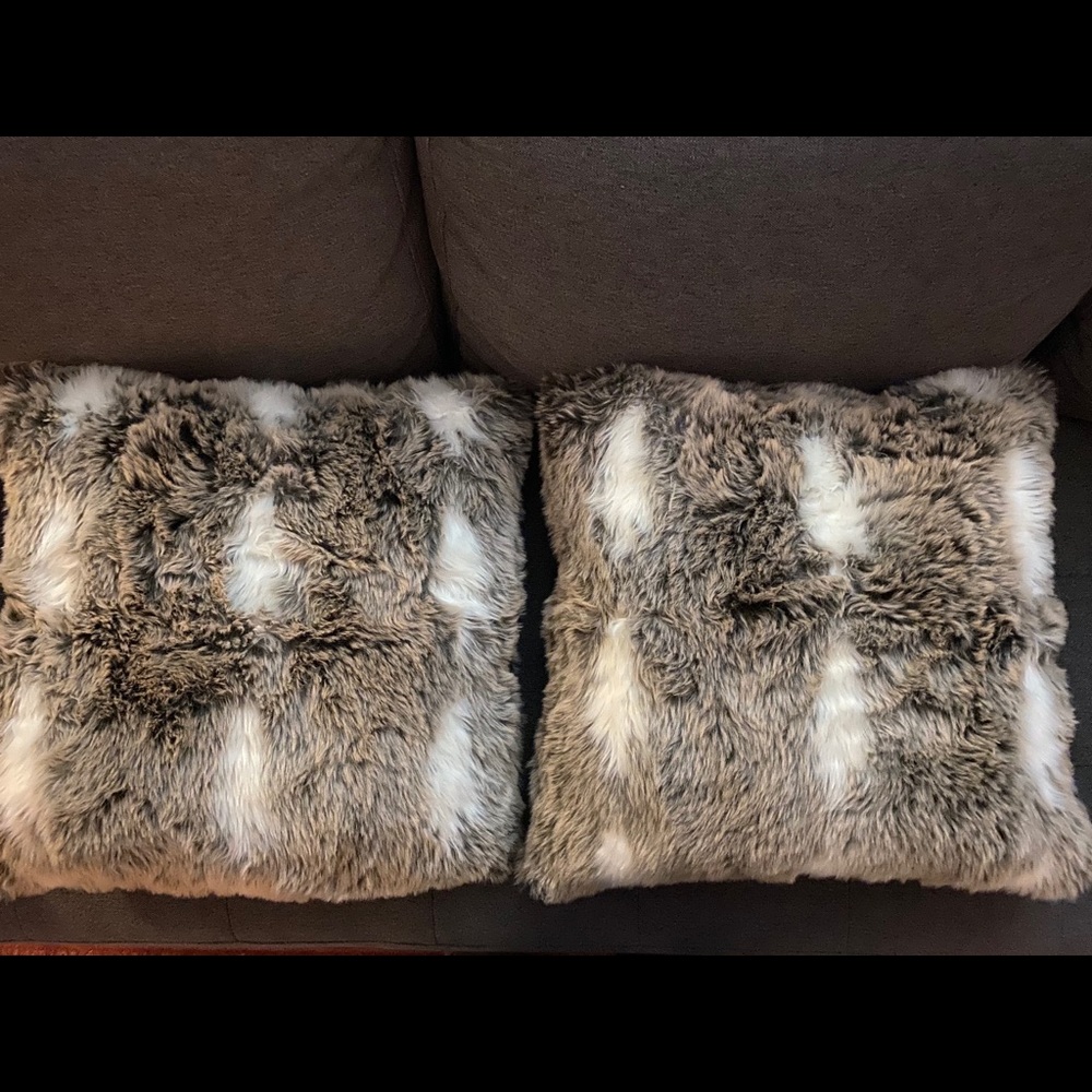 2 Faux Fur Pillows